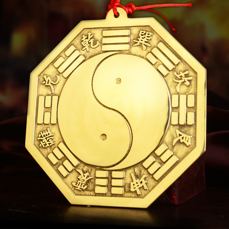 纯铜八卦镜铜镜真品法器凸镜家用门口大门阳台太极凹镜客厅挂件