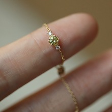 【小绿钻】仿橄榄色钻石镶嵌链条戒指女日系小众设计感批发批量