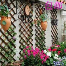 碳化防腐木栅栏可伸缩木拉网围栏篱笆墙网格爬藤支架花架庭院装饰