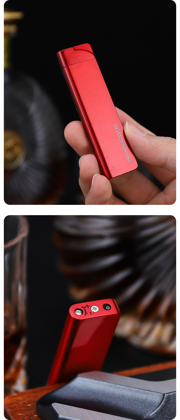 hannicook超薄绿焰直冲打火机锌合金金属个性潮流便携雪茄打火机