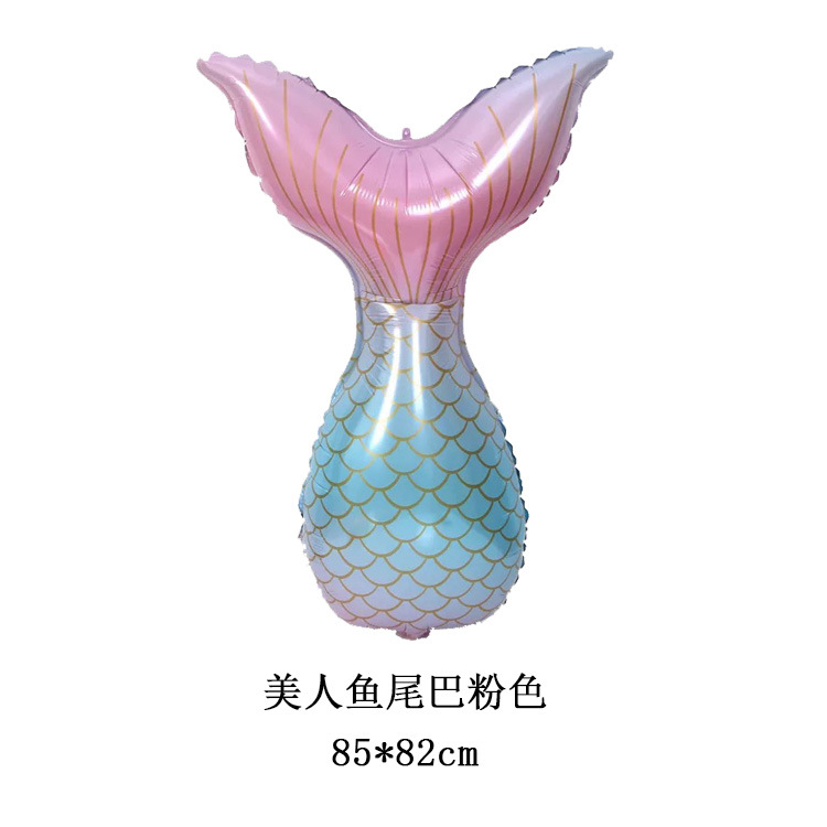 Mermaid Cartoon Aluminum Balloon Fish Tail Children's Birthday Party Scene Decoration Banquet Background Layout