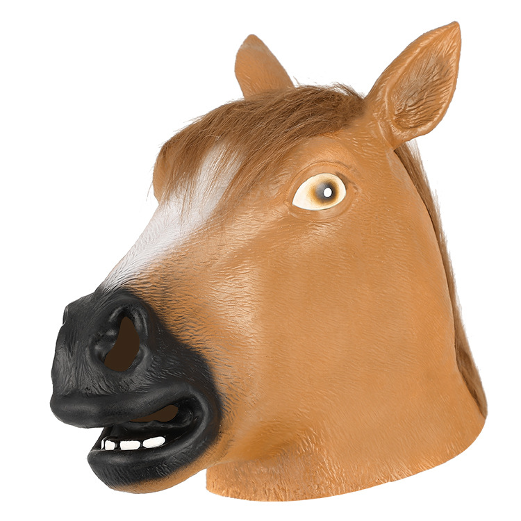 马头乳胶头套搞笑动物面具表演道具cos神秘舞会