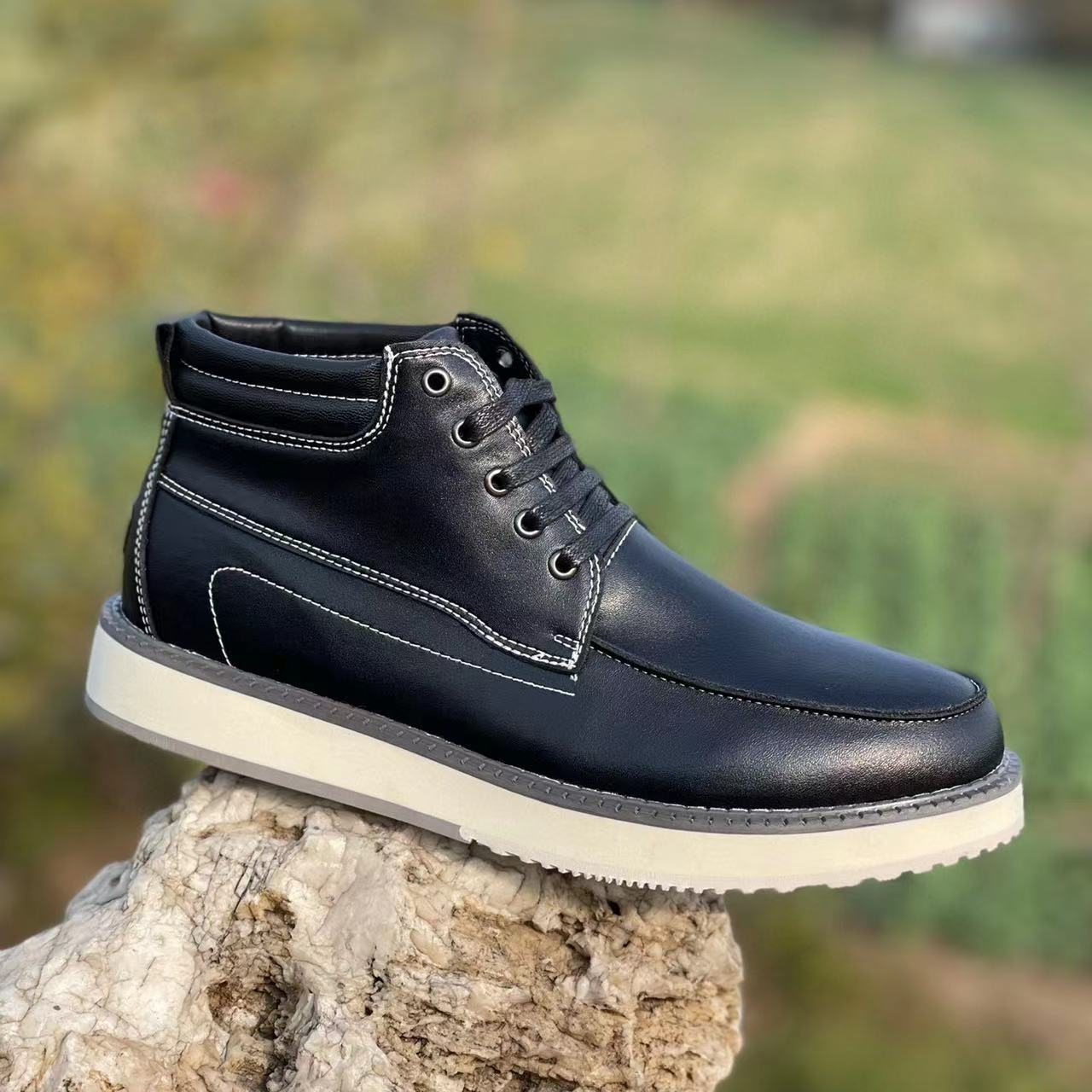 清仓贝克汉姆八代头层牛皮内里羊毛防滑男士雪地靴东北必穿贝八