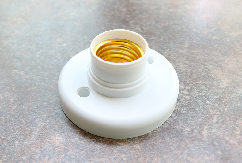 e27螺口灯头灯座大罗口灯口平装式螺纹圆形塑料灯座螺旋阻燃底座