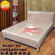 W7整体海绵床布艺床箱床出租床员工床单人床1.5米双人床简易