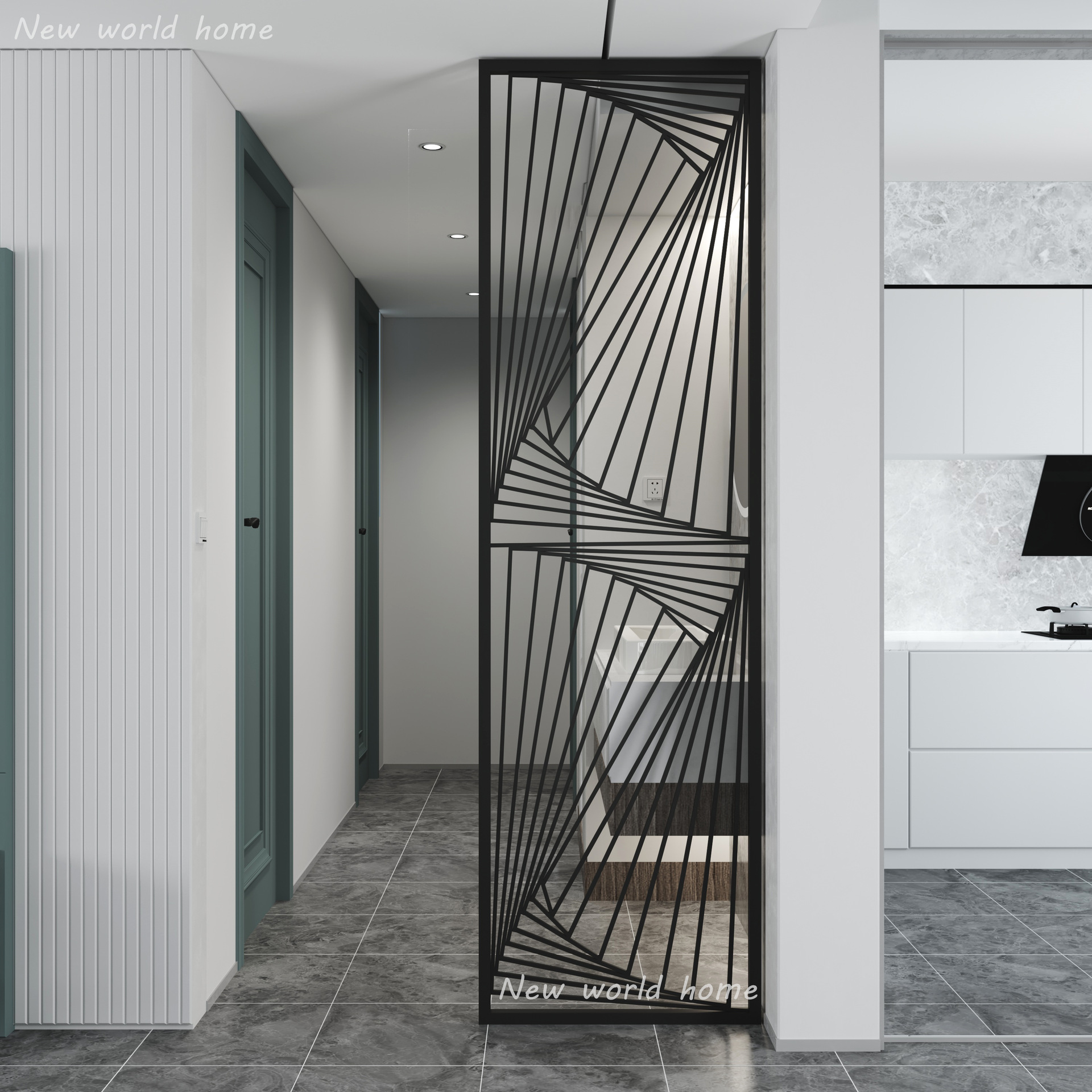 北欧铁艺屏风家用入户玄关客厅餐厅干区网红装饰金属轻奢镂空隔断