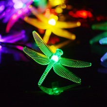 太阳能led蜻蜓灯串户外防水8功能彩灯星星灯花园庭院装饰灯批发