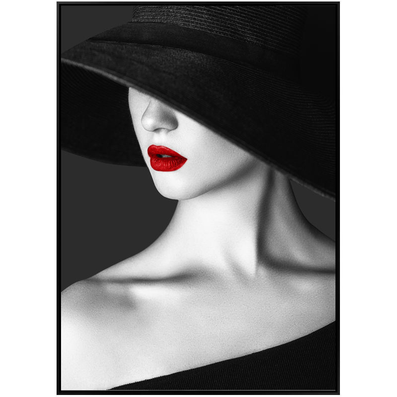 北欧黑白装饰画美女艺术卧室床头玄关画现代人物抽象客厅竖版挂画