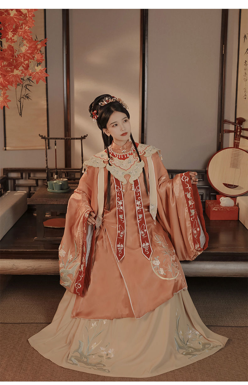 花仙子筱小姬成人汉服女明制立领长衫斜襟齐腰襦裙云肩春秋款套装