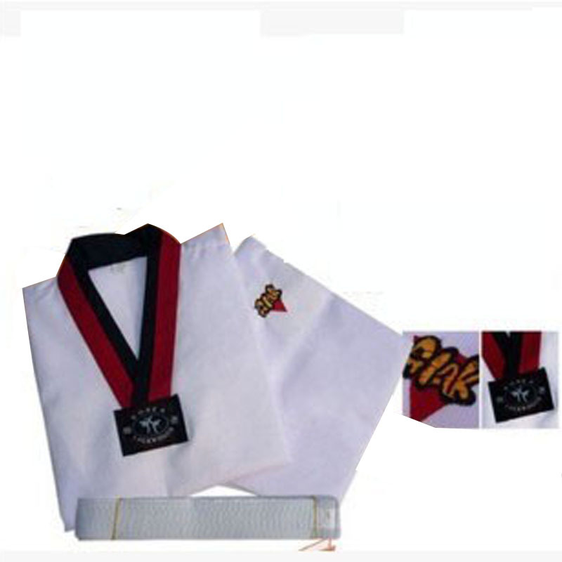跆拳道裁判服跆拳道道服男童老师白带纯棉专业服装儿童红带长袖
