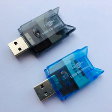 读卡器批发SD小双帽SD卡读卡器 照相机大TF卡MMC透明蓝黑USB2.0