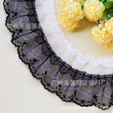 双层网纱邹褶蕾丝花边批发 Lolita饰品布料裙摆头纱服装辅料宽8cm