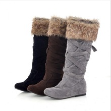 冬季新款女鞋休息毛毛保暖雪地靴大码40-43码长靴