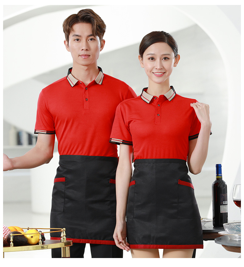 快餐店工作服夏季短袖薄款透气便利店营业员男女时尚夏装t恤翻领
