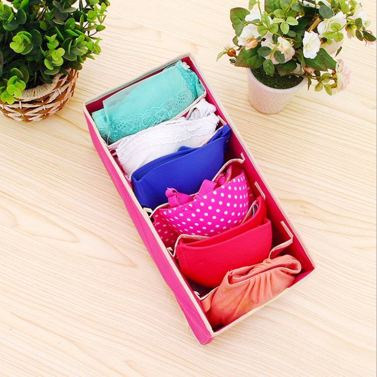 Beige Home Underwear Underwear Storage Box Compartment Wardrobe Bra Socks Storage Grid Drawer Organizing Box