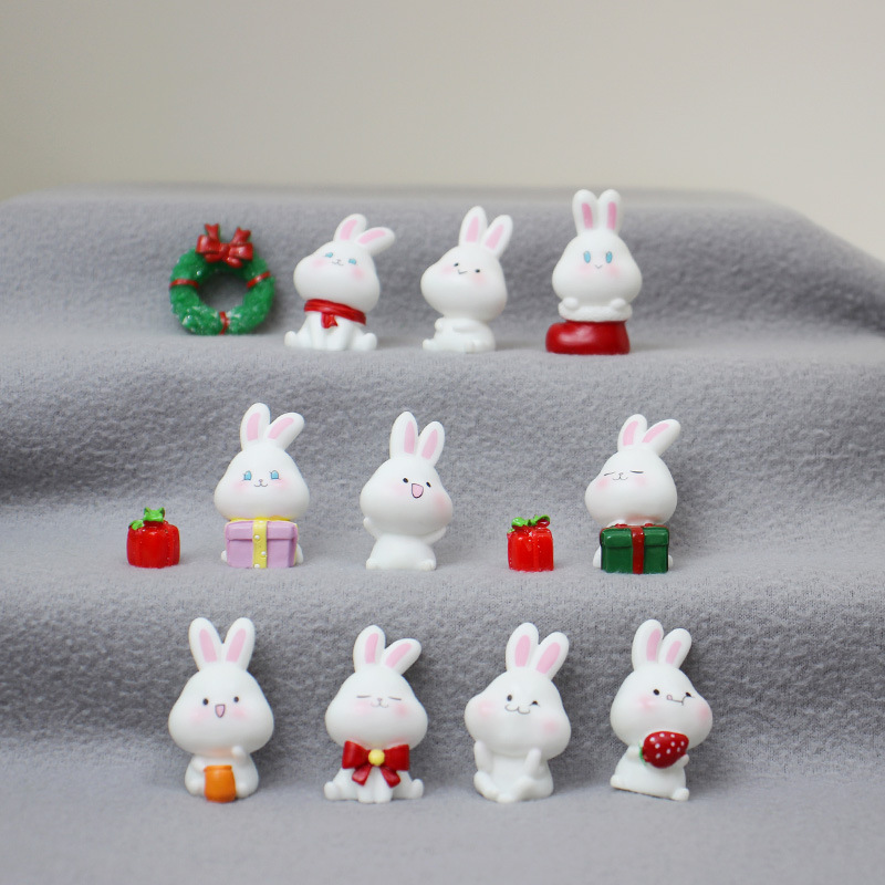 Resin Crafts Simulation Animal Cartoon Cute Bunny Ornaments Desktop Home Decorations Micro Landscape Wholesale
