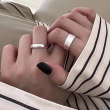 拉丝磨砂光圈戒指女ins小众设计高级感时尚个性S925银开口食指环