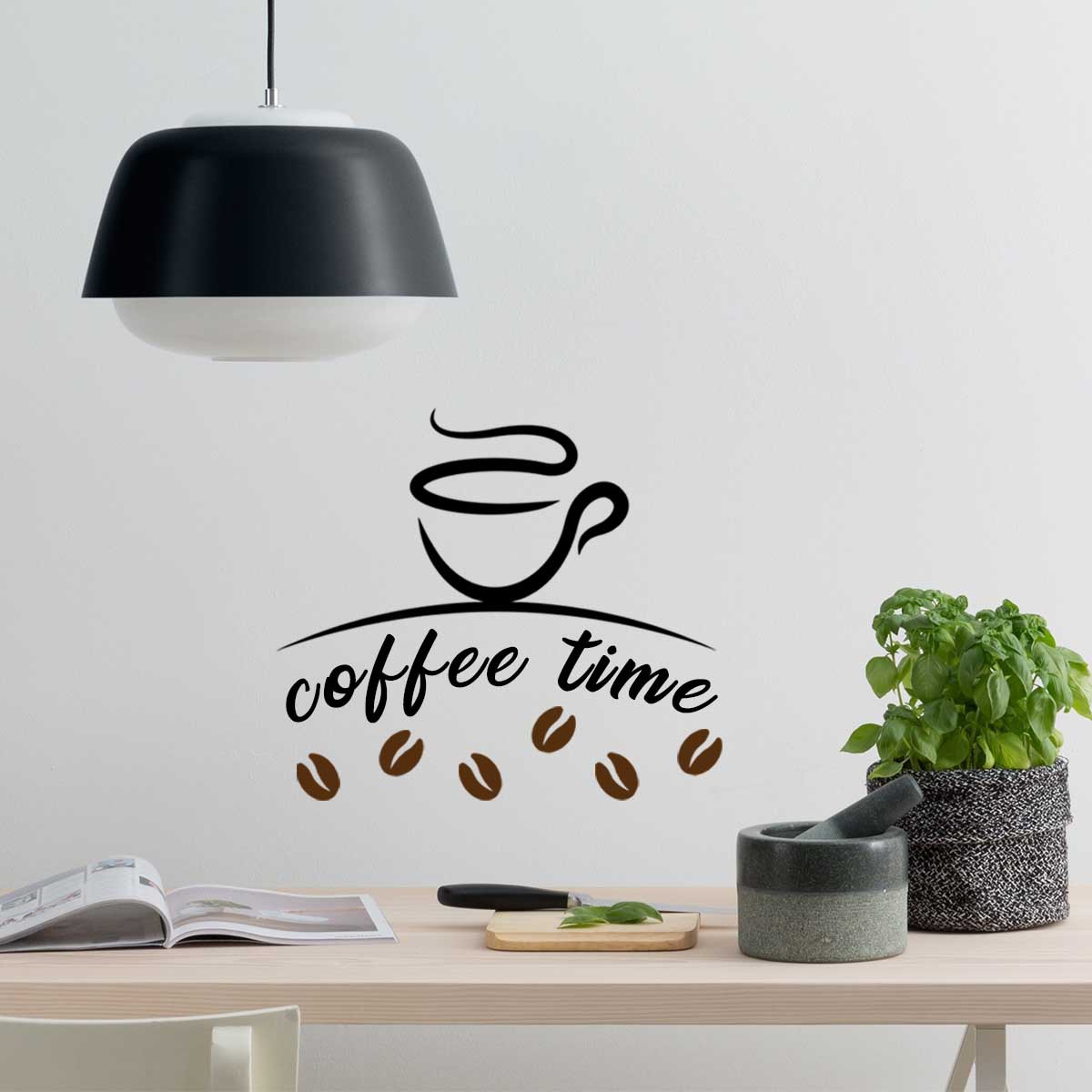 ms2064 英文coffee time墙贴咖啡厅休息区装饰墙贴自粘批发墙贴画