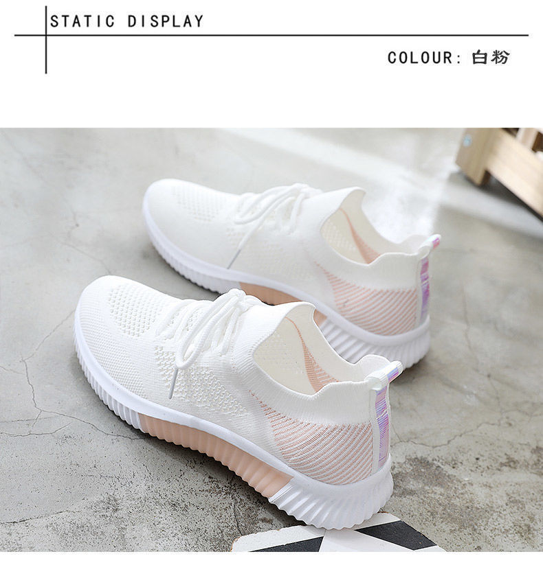 2023 Spring White Women's Shoes New Breathable Sports Mesh Shoes All-Matching Hollow Flying Woven Shoes One Piece Dropshipping