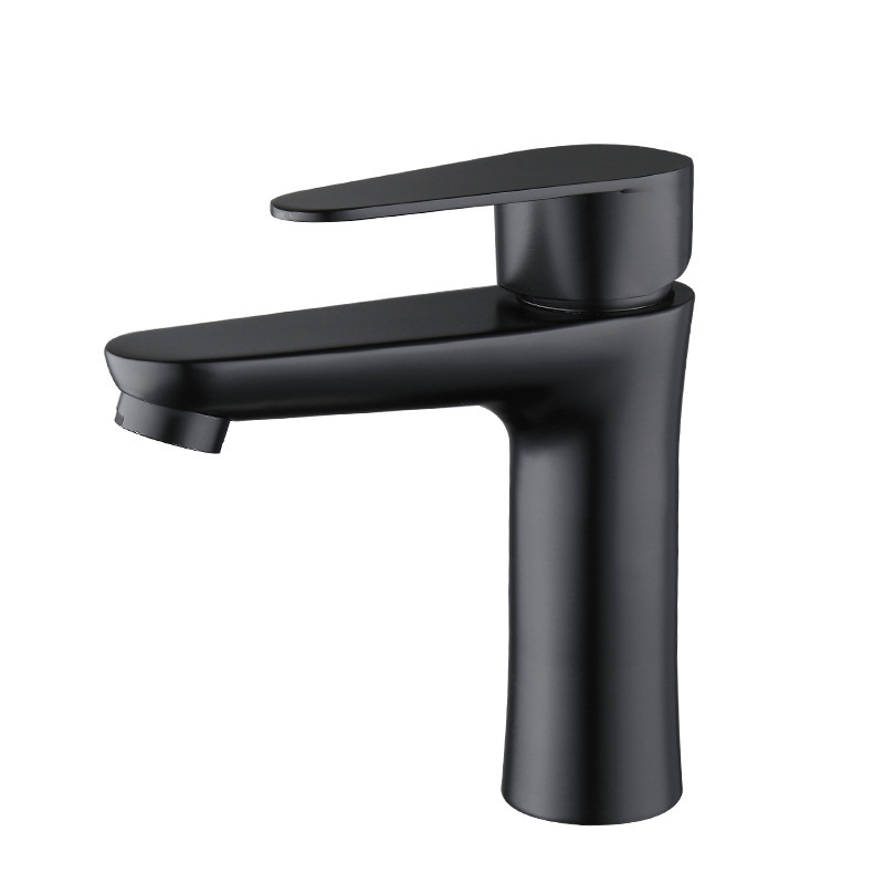 304 Stainless Steel Black Basin Faucet Hot and Cold European Style All Black Paint Washbasin Bathroom Faucet