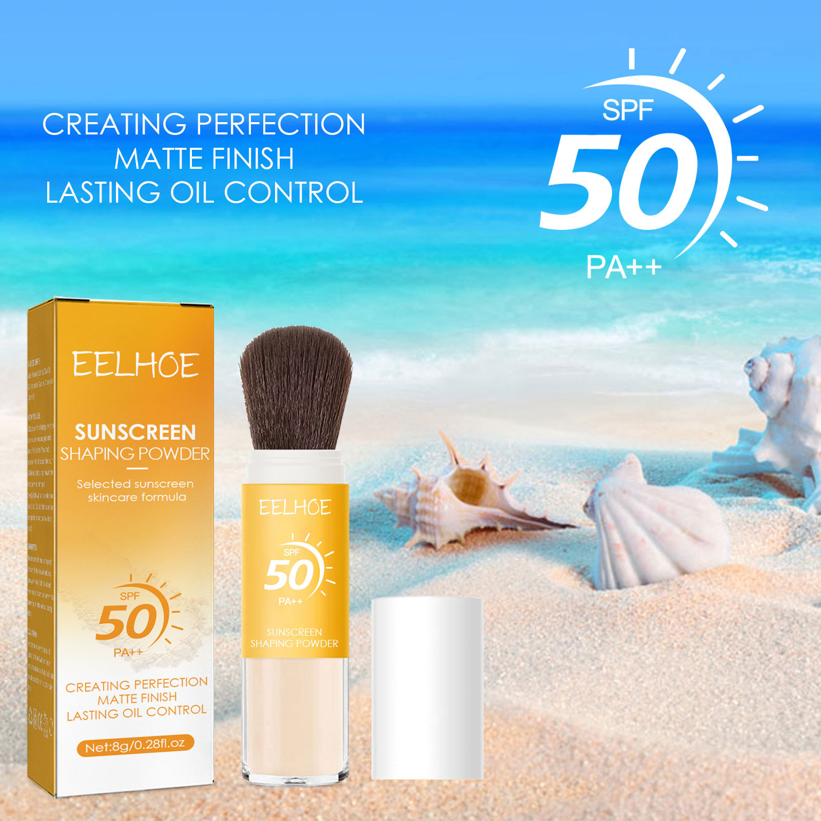 Eelhoe Sun Protection Finishing Powder Natural Lightweight Breathable Makeup Oil Control Long Lasting Smear-Proof Makeup Sun Protection Finishing Powder