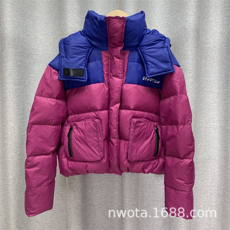 White Goose down Small down Jacket Women's Short 2023 New Korean Style Hooded Color Matching Fashion Puffer Jacket Coat Fashion