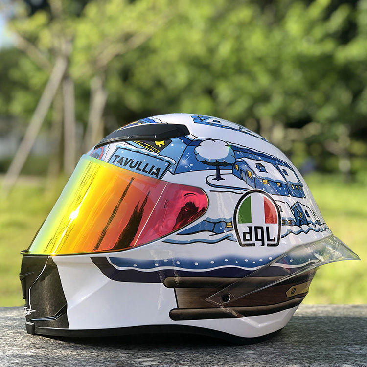 摩托车个性雪屋村头盔四季男女机车赛车带加长大尾翼3c认证盔