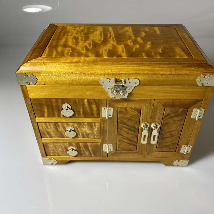 金丝楠木小叶桢楠百宝箱首饰盒珠宝收纳盒复古实木带锁包邮