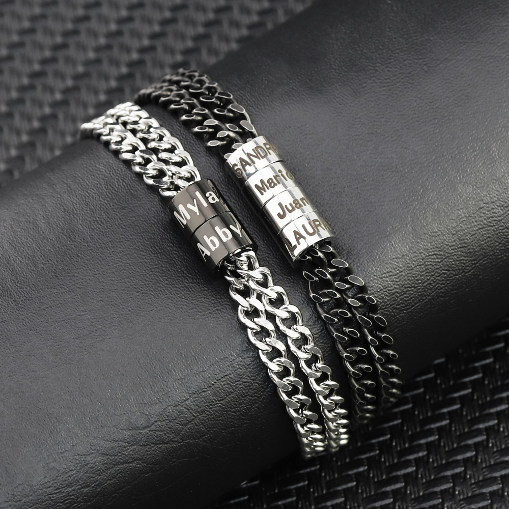 欧美新款饰品 diy个性定制礼品 男士串珠字母手链父亲节礼物