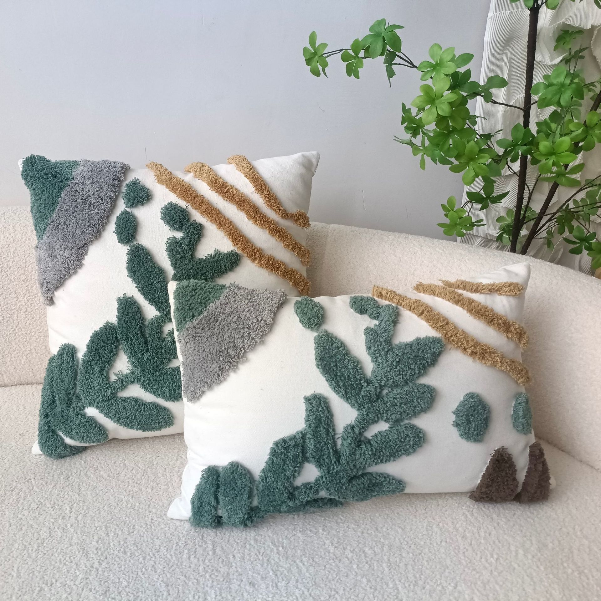 Nordic Tufted Plant Pillow Ins Sofa Tassel Pillow Cover Bed Head Lumbar Pillow Bed & Breakfast Pillow Pillowcase