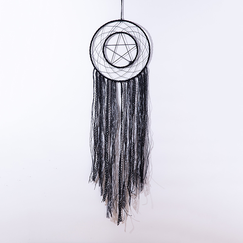 New Indian Black Lace Triangle round Dreamcatcher Cross-Border Hot Sale Tassel Wind Chimes Wall Decoration