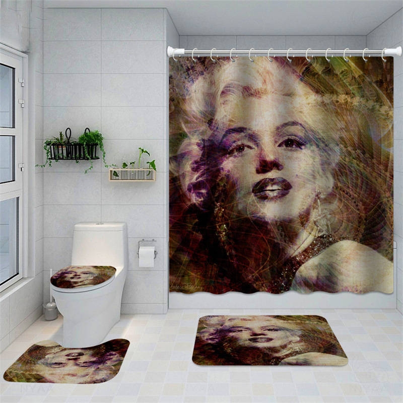 Come * Picture * Set * Marilyn Monroe AliExpress Amazon Cross-Border Hot Sale Creative 3D Digital Printing Shower Curtain