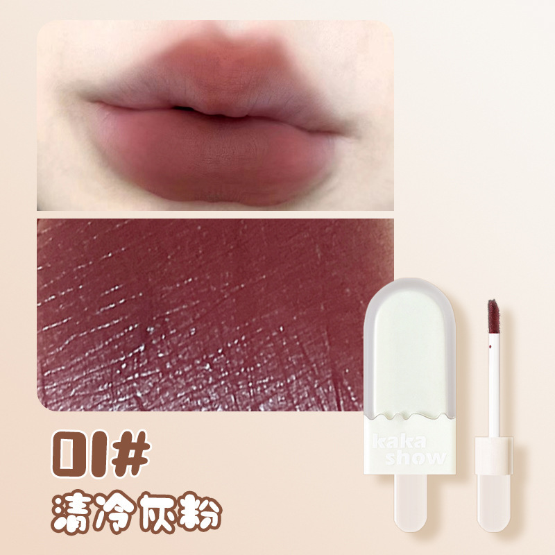 Kakashow Ice Cream Lip Gloss Lip Lacquer White Lipstick Velvet Matte Matte Lip Mud No Stain on Cup Lip Gloss Female