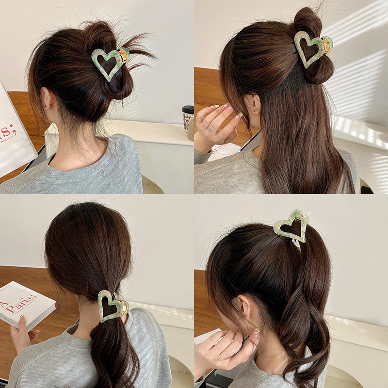 retro elegant hair volume more than tied-up hair shark clip back head high sense head accessories korean retro love heart-shaped hairpin women