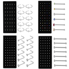 鼻钉耳钉60个盒装1.8mm不锈钢镶钻多尺寸混装1.5/2.0/2.5混彩唇钉