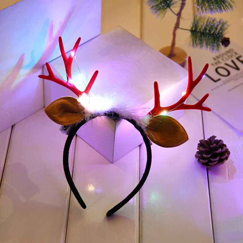 Christmas Carnival Creative Headdress Antler Hairband Luminous Elk Headband Party Creative Props Children's Gift