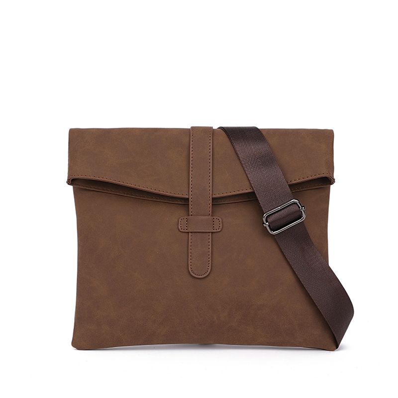 2023 New Men's Bag Pu Soft Leather Shoulder Bag Large Capacity Messenger Bag Men's Retro Casual Messenger File Bag Men