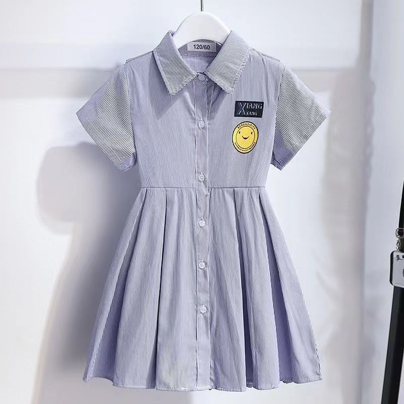 女童连衣裙夏季儿童裙子洋气学院公主裙大童时尚女孩韩版衬衫裙潮