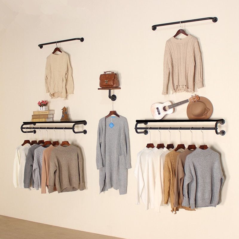 墙壁挂衣架壁挂式服装店展示架上墙组合侧挂壁挂衣架服装店侧挂架