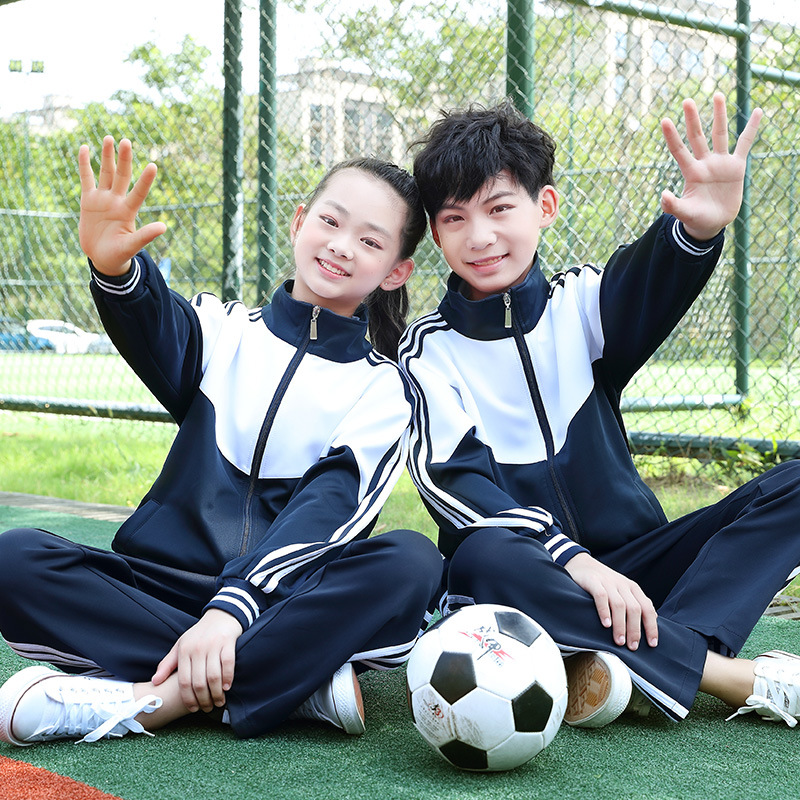 中小学生藏青色校服儿童套装春秋款初高中班服幼儿园园服厂家批发
