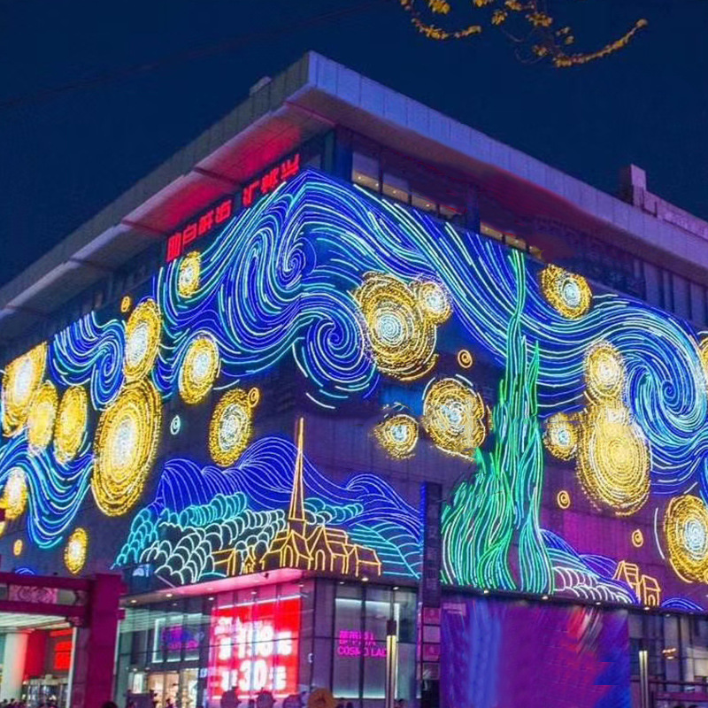 商场灯饰画墙面灯饰场幕墙发光led装饰亮外墙.