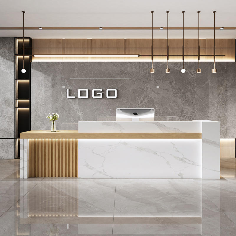 吧台桌现代中式店铺收银台公司酒店宾馆售楼部大厅前台接待台柜台