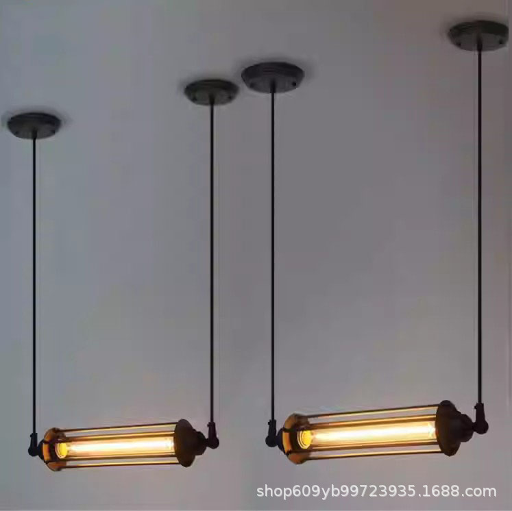 美式乡村工业风创意个性餐厅酒吧台咖啡馆复古怀旧铁艺小铁笼吊灯