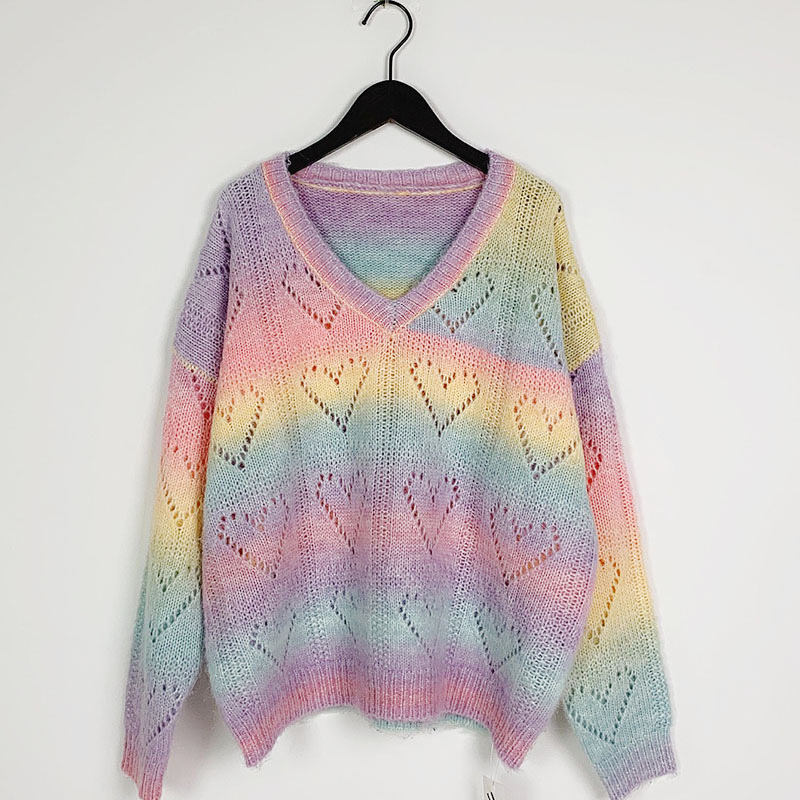 彩虹撞色云朵针织衫467定制多彩棉涤纶线彩虹缝纫线 幻彩五色线 七彩