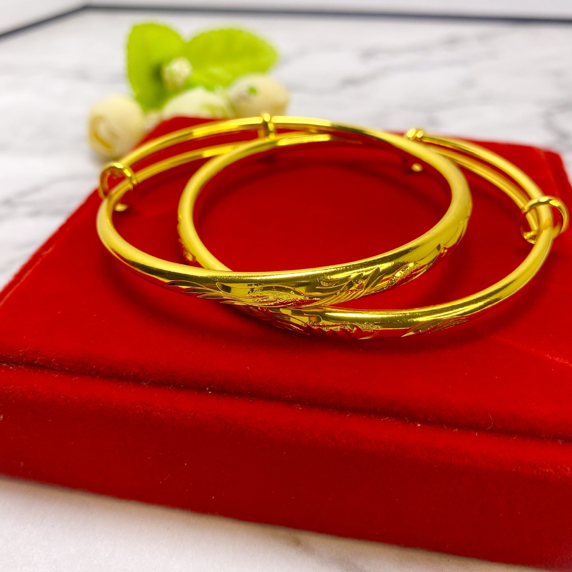 越南沙金女款金手镯24k铜凤凰手镯仿黄金喜庆婚嫁手环东南亚热销