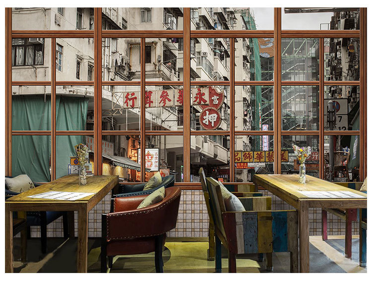 港式风格壁纸香港80年代复古装修冰室奶茶餐厅甜品店墙面装饰墙纸
