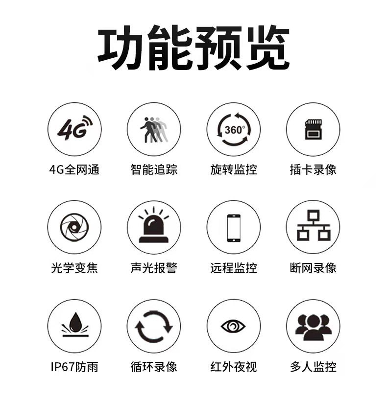 雄迈4g无线监控摄像头360度全景室外高清球机wifi高清户外监控器