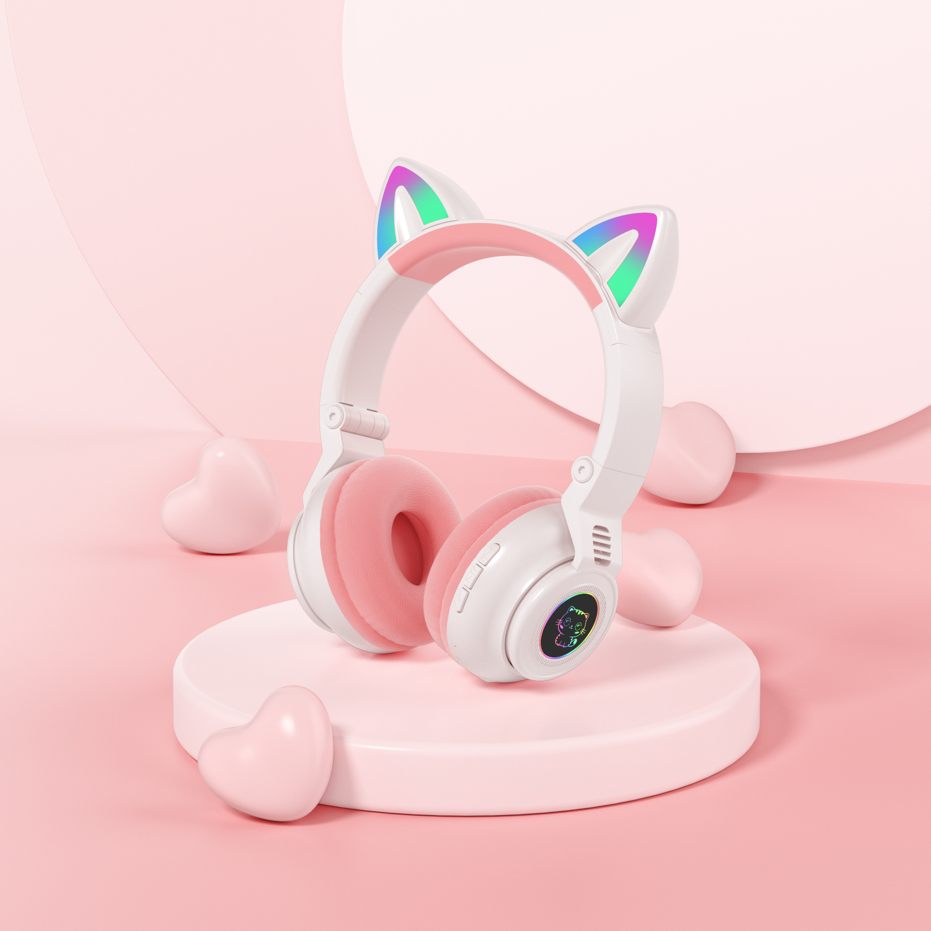 STN-26 Huaqiang North Hot Cat Ear Bluetooth Headphone Head-Mounted Wireless Sports Game Headset Factory Wholesale