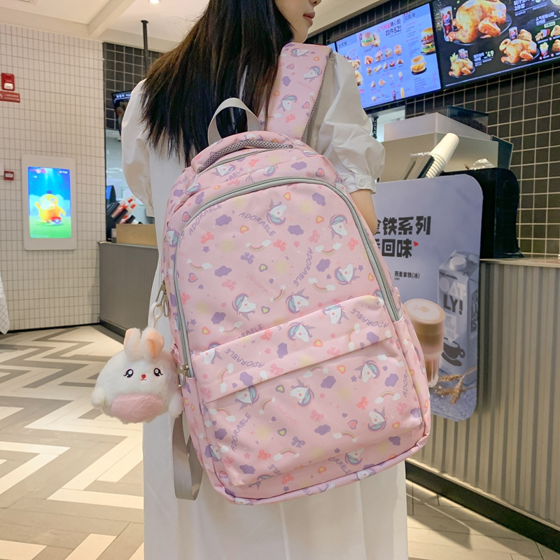 School Season 2022 New Backpack Middle School Student Elementary School Girl Lightweight and Large Capacity Fashion Printed Backpack