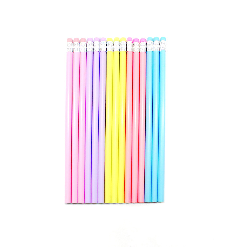 Pencil Wholesale Macaron Triangle Pole Bright Light Basswood with Eraser Sketch Drawing Pen Learning Stationery HB Pencil